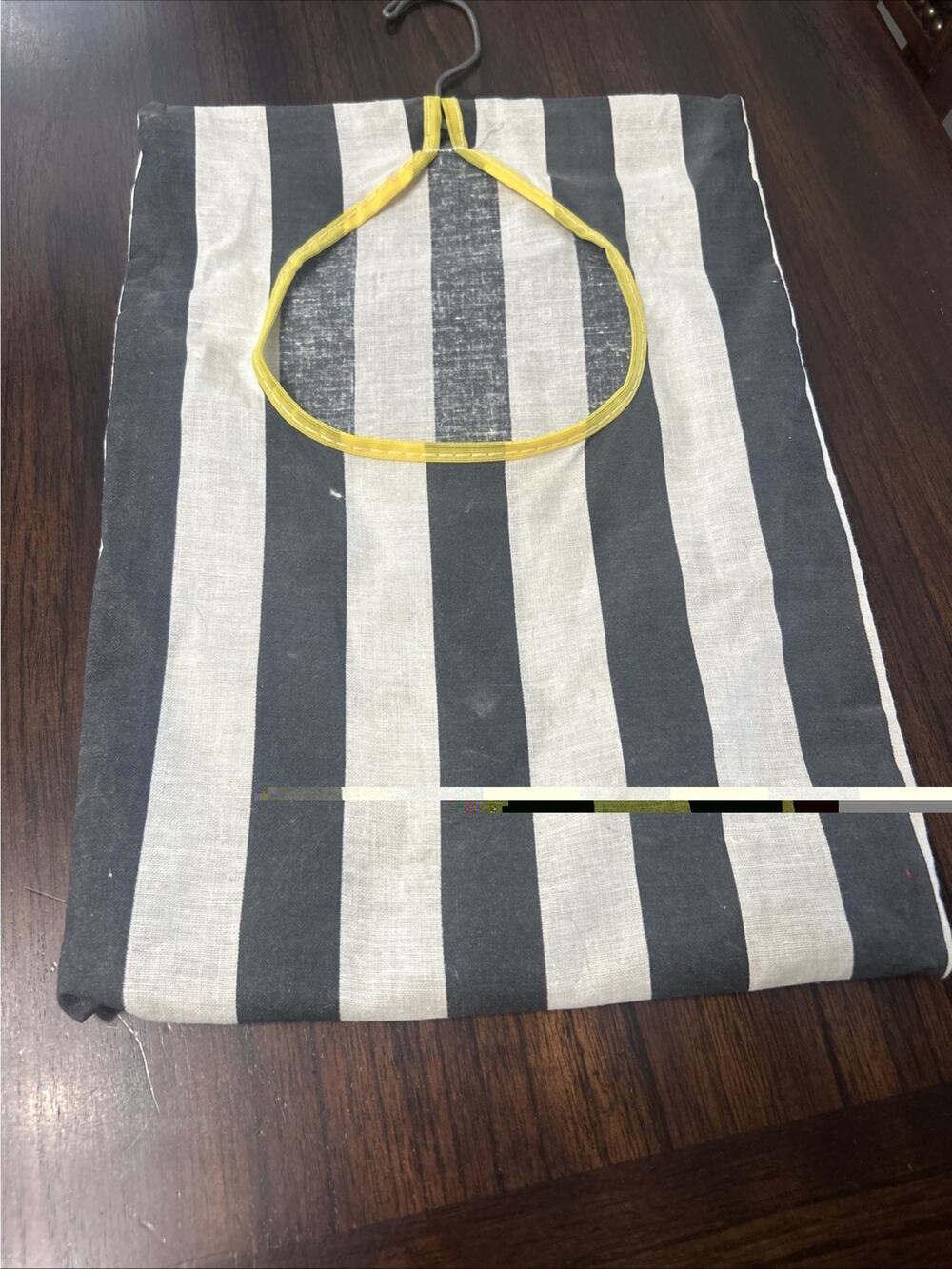 Vintage Black White Striped Clothespin Bag Hanging Laundry Organizer Tote